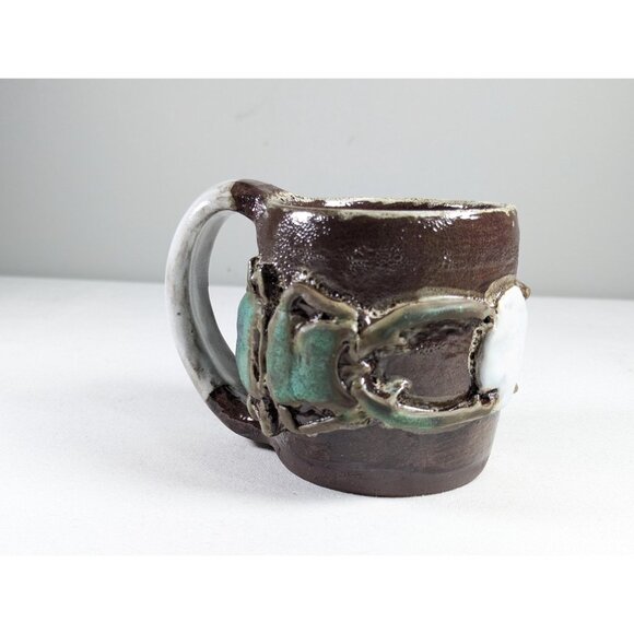Handmade ceramic STAG BEETLES mug, large handmade ceramic coffee mug gift for - Picture 8 of 10